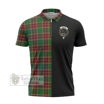 Baxter Tartan Zipper Polo Shirt with Family Crest and Half Of Me Style - Tartanvibesclothing Shop