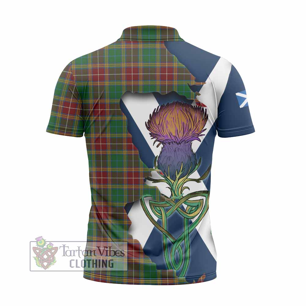 Tartan Vibes Clothing Baxter Tartan Family Crest Zipper Polo Shirt Scottish Thistle Celtic Inspired