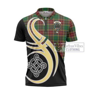Tartan Vibes Clothing Baxter Tartan Zipper Polo Shirt with Family Crest and Celtic Symbol Style