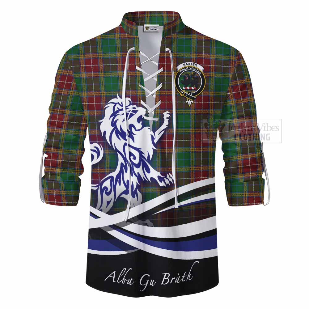 Tartan Vibes Clothing Baxter Tartan Ghillie Kilt Shirt with Alba Gu Brath Regal Lion Emblem