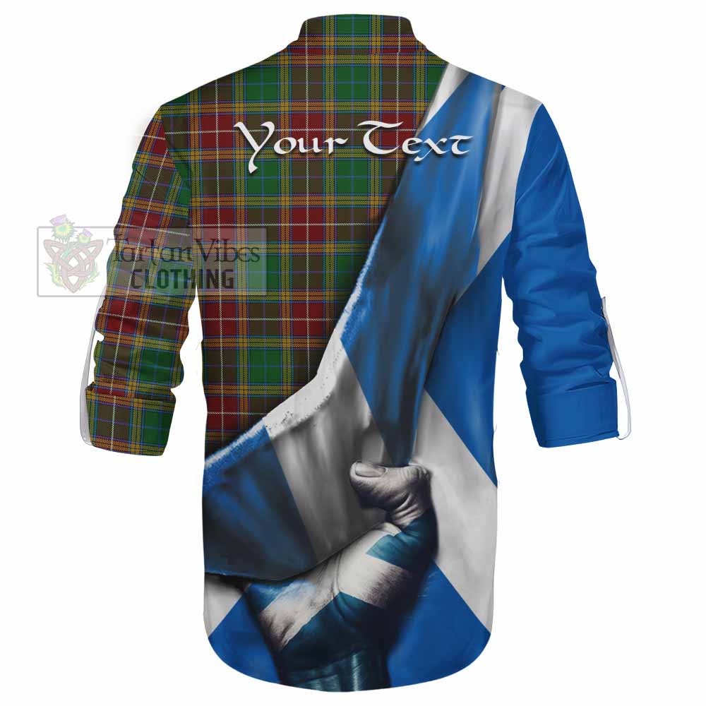Tartan Vibes Clothing Baxter Tartan Ghillie Kilt Shirt with Family Crest Scotland Patriotic Style