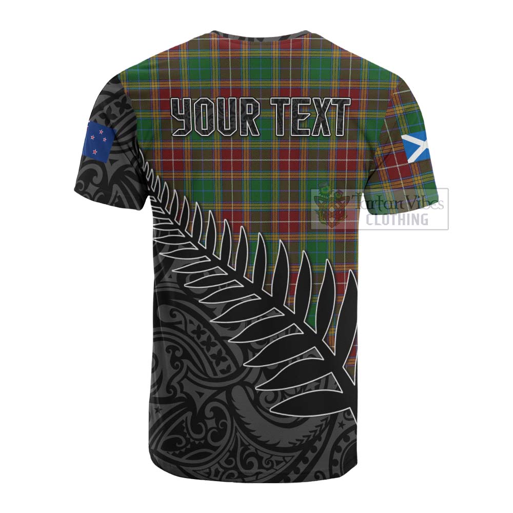 Baxter Crest Tartan Cotton T-shirt with New Zealand Silver Fern Half Style - Tartan Vibes Clothing
