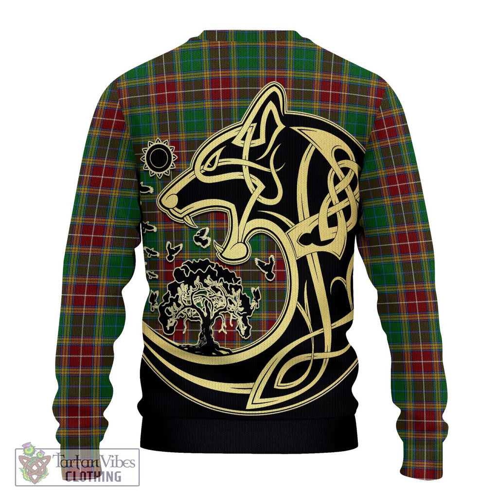 Baxter Tartan Knitted Sweater with Family Crest Celtic Wolf Style - Tartan Vibes Clothing