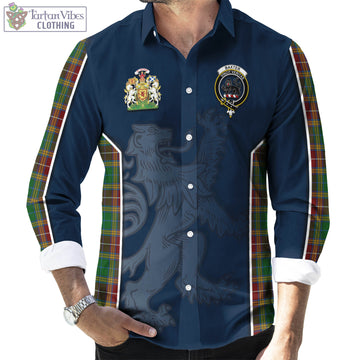 Baxter Tartan Long Sleeve Button Up Shirt with Family Crest and Lion Rampant Vibes Sport Style