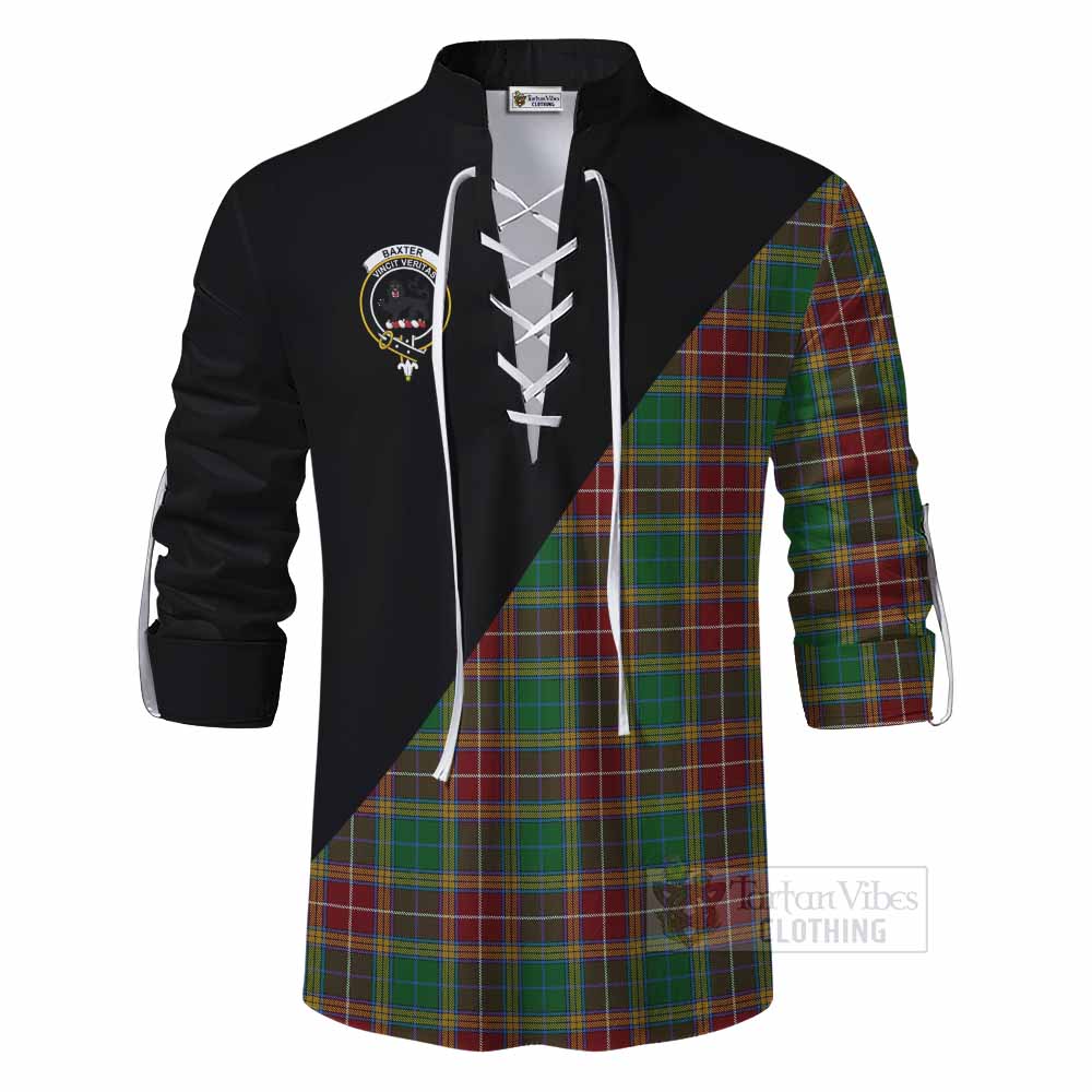 Tartan Vibes Clothing Baxter Tartan Ghillie Kilt Shirt with Family Crest and Military Logo Style