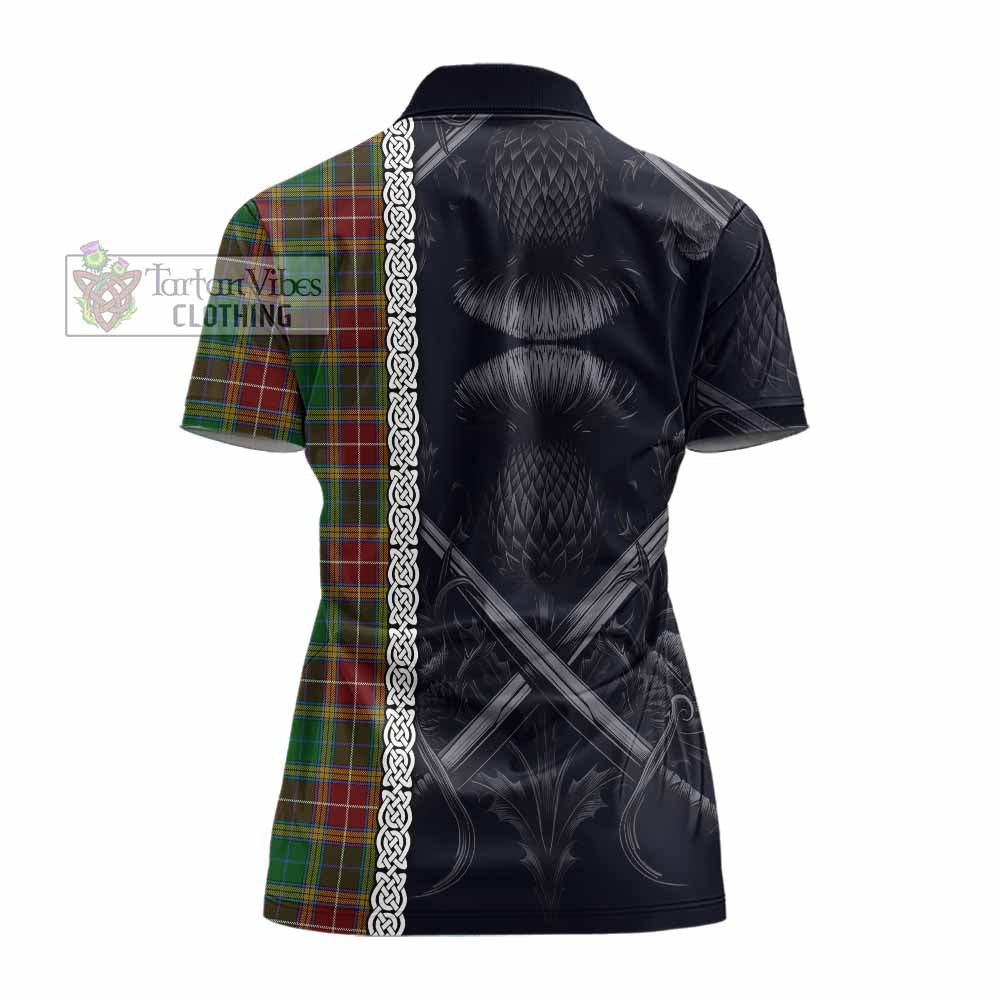 Tartan Vibes Clothing Baxter Tartan Women's Polo Shirt with Family Crest Cross Sword Thistle Celtic Vibes