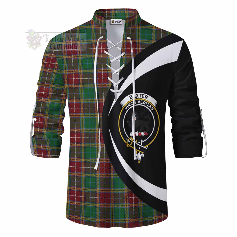 Tartan Vibes Clothing Baxter Tartan Ghillie Kilt Shirt with Family Crest Circle Style
