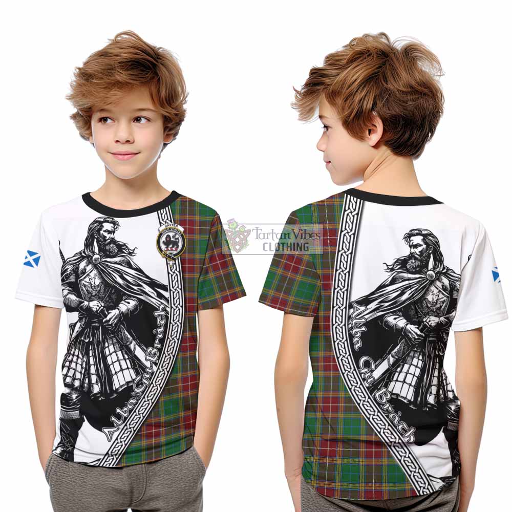 Baxter Tartan Clan Crest Kid T-Shirt with Highlander Warrior Celtic Style