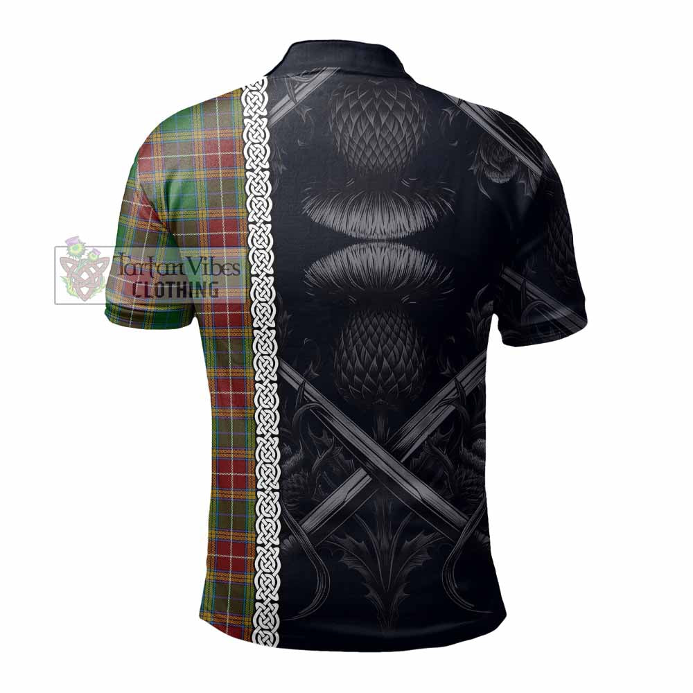 Tartan Vibes Clothing Baxter Tartan Polo Shirt with Family Crest Cross Sword Thistle Celtic Vibes