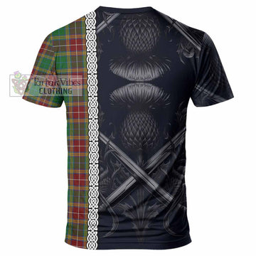 Tartan Vibes Clothing Baxter Tartan T-Shirt with Family Crest Cross Sword Thistle Celtic Vibes
