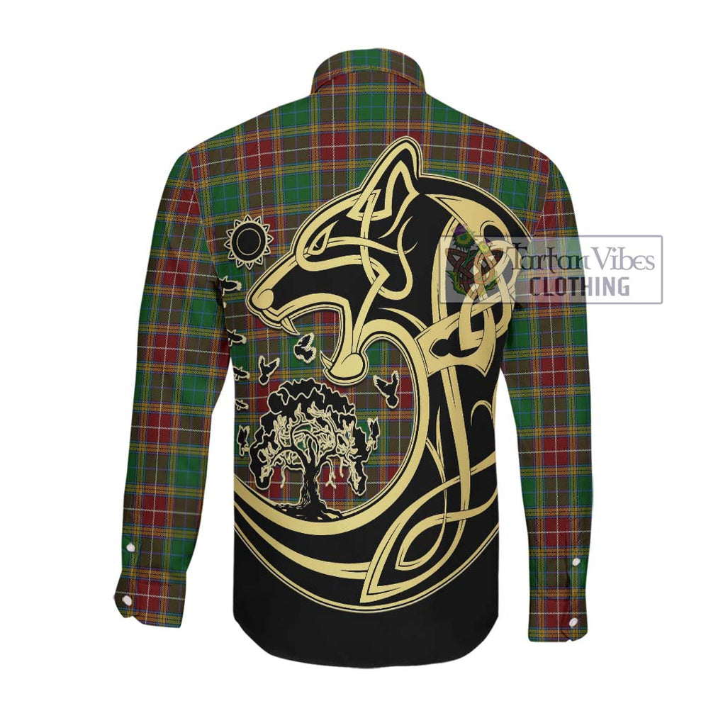 Baxter Tartan Long Sleeve Button Shirt with Family Crest Celtic Wolf Style Men's Shirt - Tartan Vibes Clothing