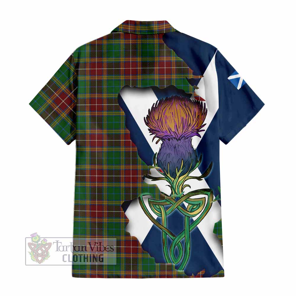 Tartan Vibes Clothing Baxter Tartan Family Crest Short Sleeve Button Shirt Scottish Thistle Celtic Inspired