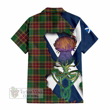 Tartan Vibes Clothing Baxter Tartan Family Crest Short Sleeve Button Shirt Scottish Thistle Celtic Inspired