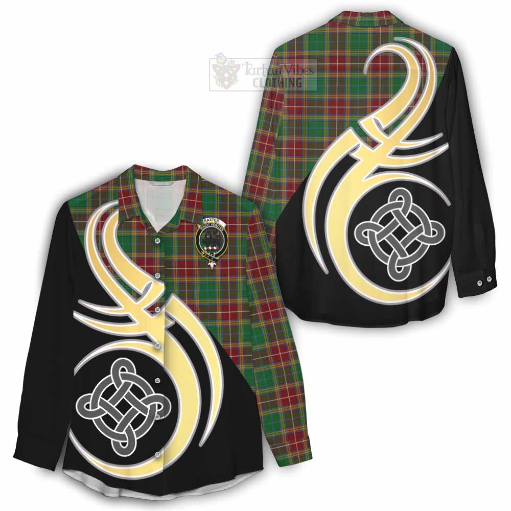 Tartan Vibes Clothing Baxter Tartan Women's Casual Shirt with Family Crest and Celtic Symbol Style