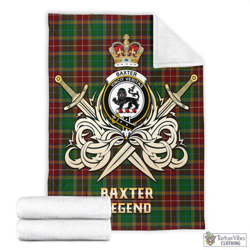 Baxter Tartan Blanket with Clan Crest and the Golden Sword of Courageous Legacy