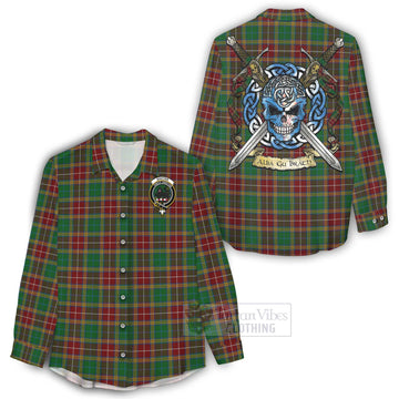 Tartan Vibes Clothing Baxter Tartan Women's Casual Shirt with Family Crest Celtic Skull Style