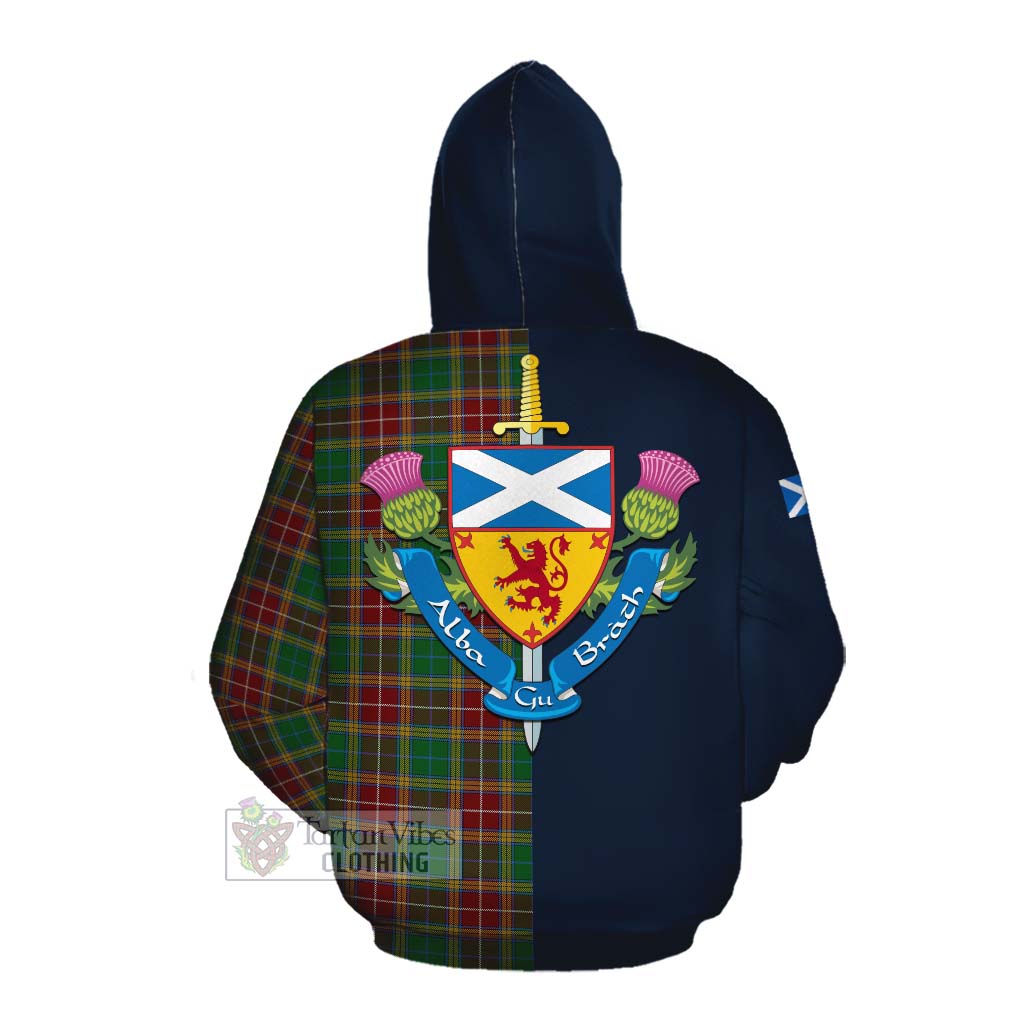 Tartan Vibes Clothing Baxter Tartan Cotton Hoodie Alba with Scottish Lion Royal Arm Half Style