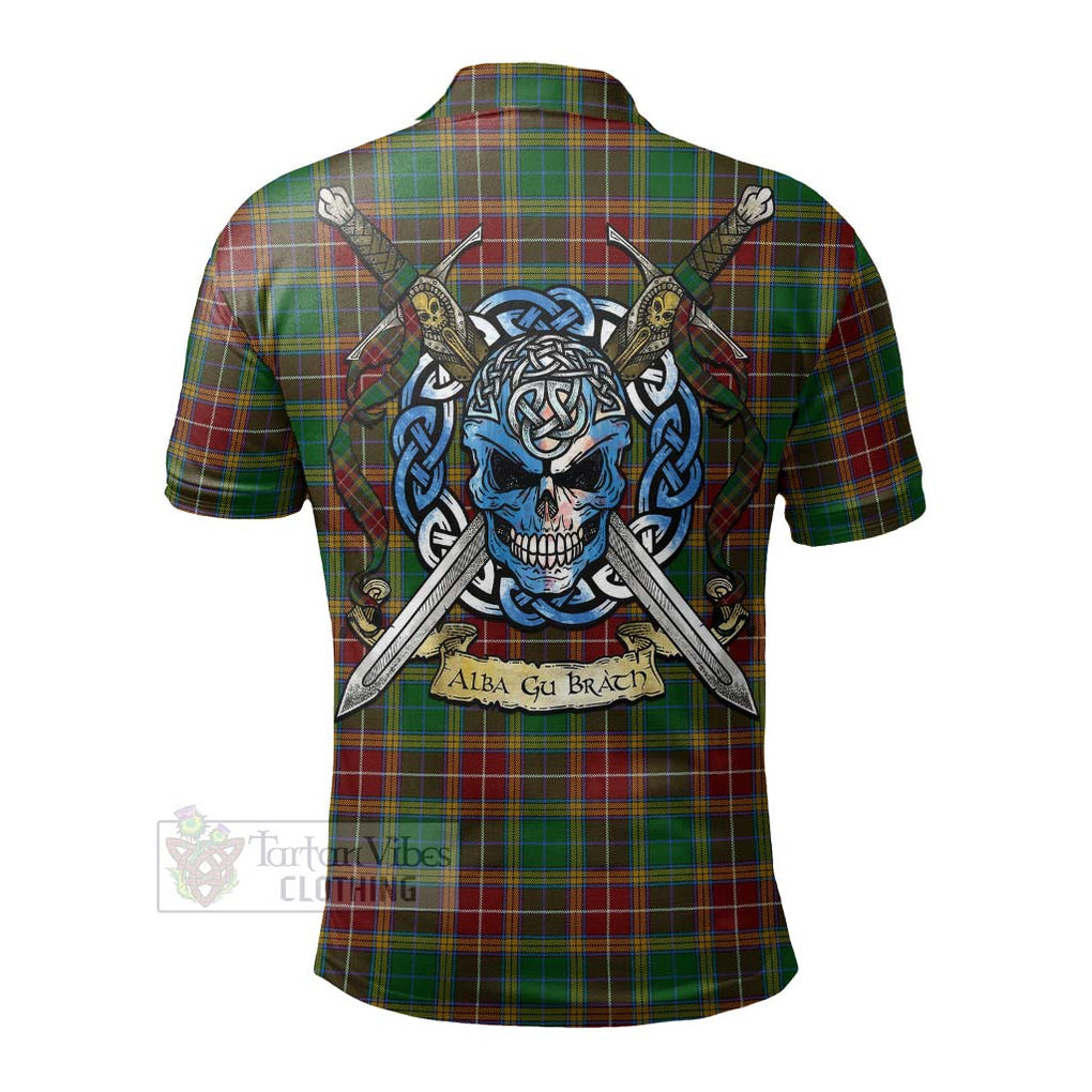 Tartan Vibes Clothing Baxter Tartan Polo Shirt with Family Crest Celtic Skull Style
