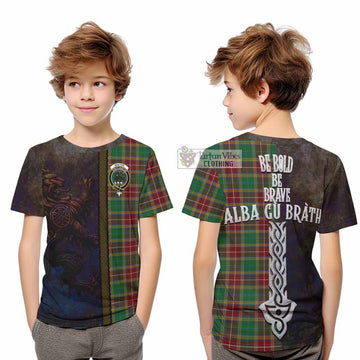 Baxter Tartan Family Crest Kid T-Shirt Alba Gu Brath Be Brave Lion Ancient Style