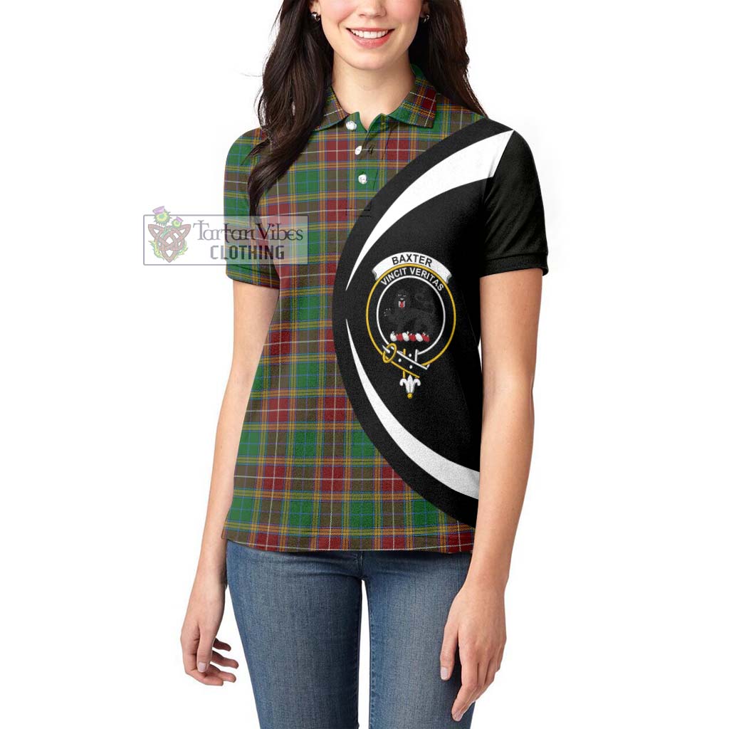 Baxter Tartan Women's Polo Shirt with Family Crest Circle Style - Tartan Vibes Clothing