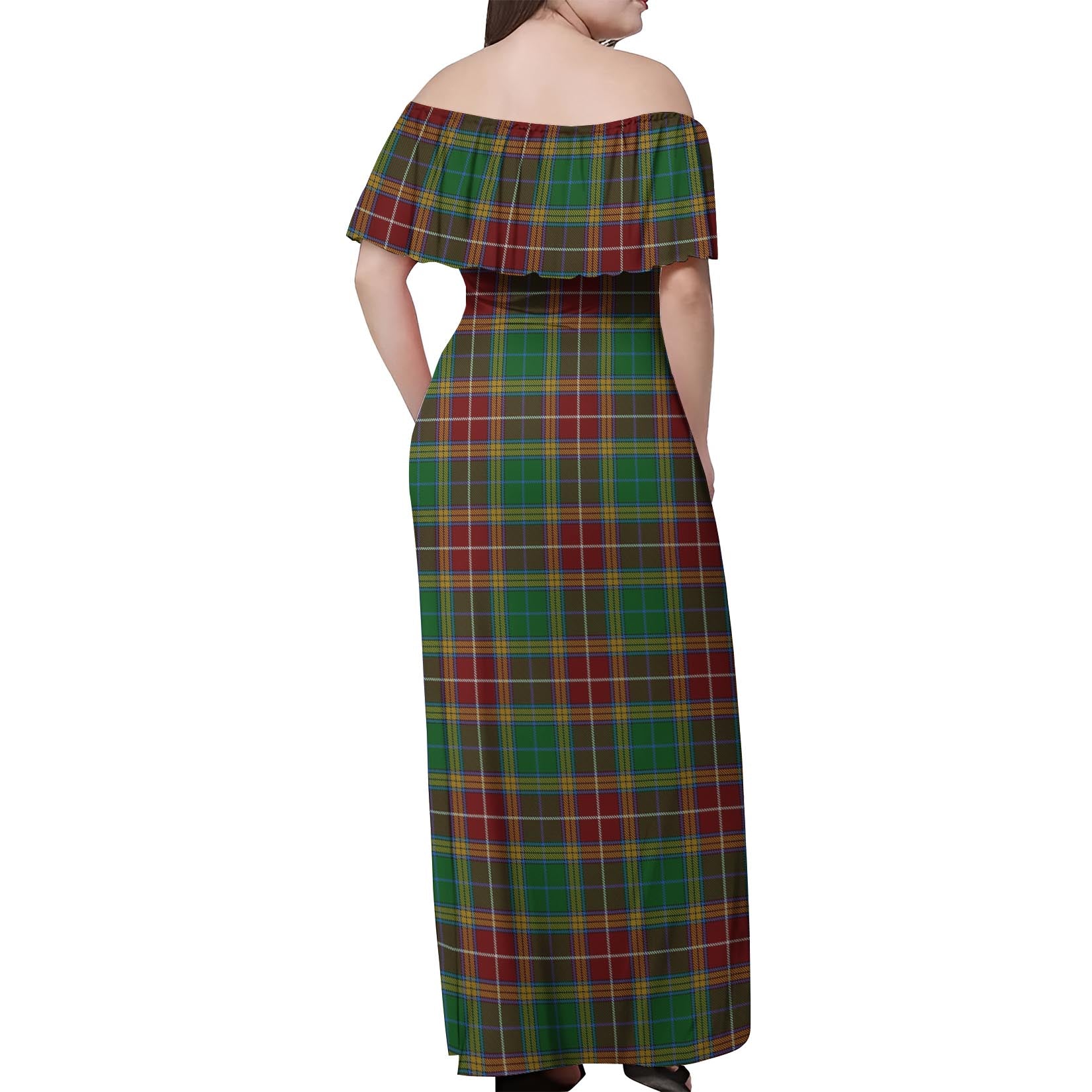 Baxter Tartan Off Shoulder Long Dress - Tartanvibesclothing