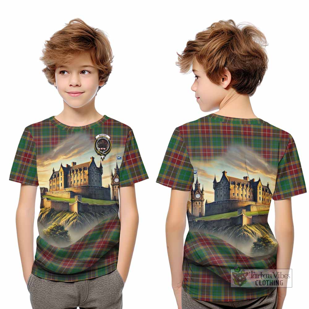 Tartan Vibes Clothing Baxter Tartan Family Crest Kid T-Shirt with Scottish Ancient Castle Style