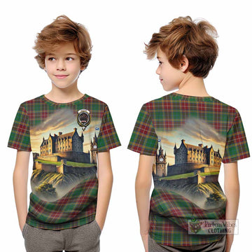 Tartan Vibes Clothing Baxter Tartan Family Crest Kid T-Shirt with Scottish Ancient Castle Style