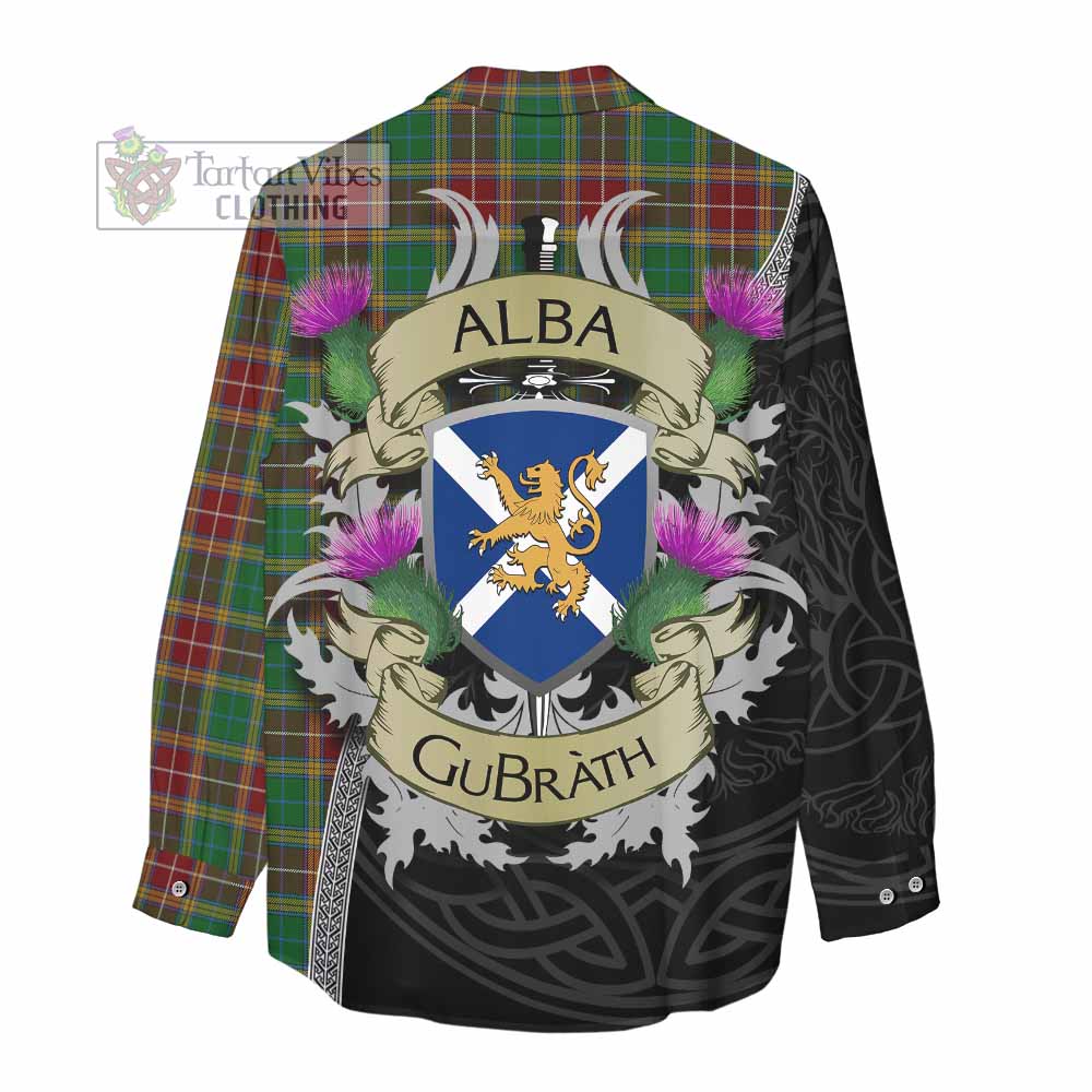 Tartan Vibes Clothing Baxter Tartan Family Crest Women's Casual Shirt Lion Rampant Royal Thistle Shield Celtic Inspired