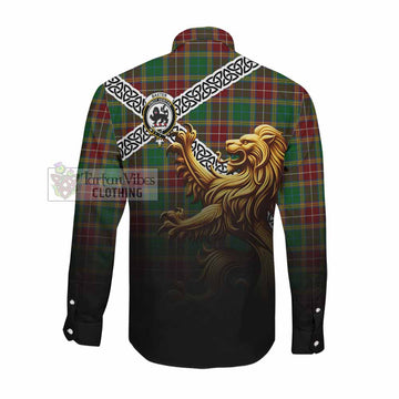 Baxter Crest Tartan Long Sleeve Button Shirt with Golden Lion Emblem Celtic Style