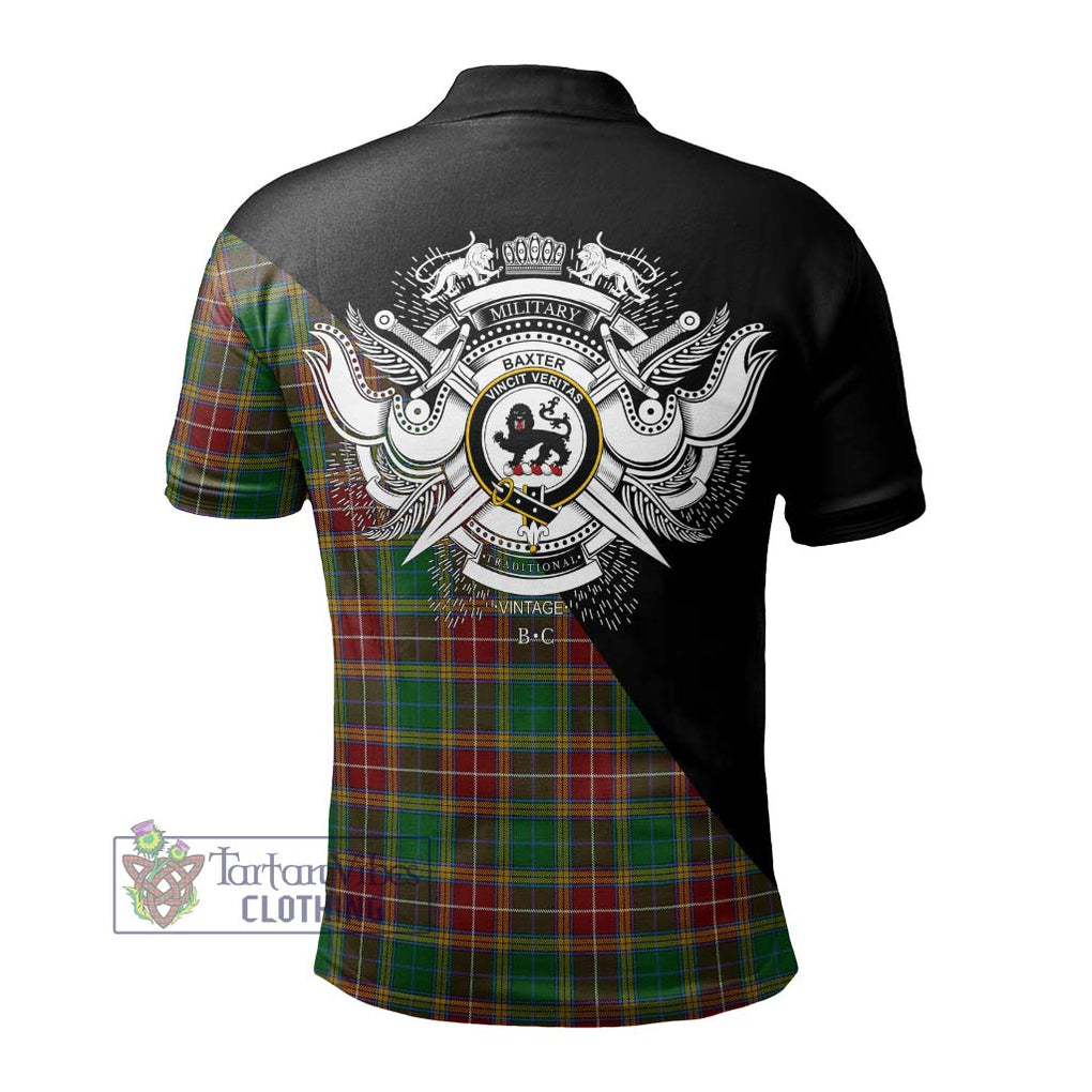 Baxter Tartan Polo Shirt with Family Crest and Military Logo Style - Tartanvibesclothing Shop