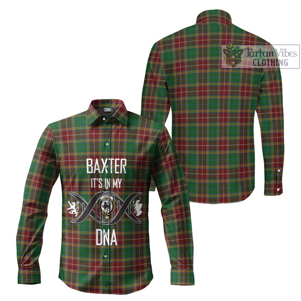 Baxter Tartan Long Sleeve Button Shirt with Family Crest DNA In Me Style Men's Shirt - Tartanvibesclothing Shop