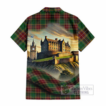 Tartan Vibes Clothing Baxter Tartan Family Crest Short Sleeve Button Shirt with Scottish Ancient Castle Style