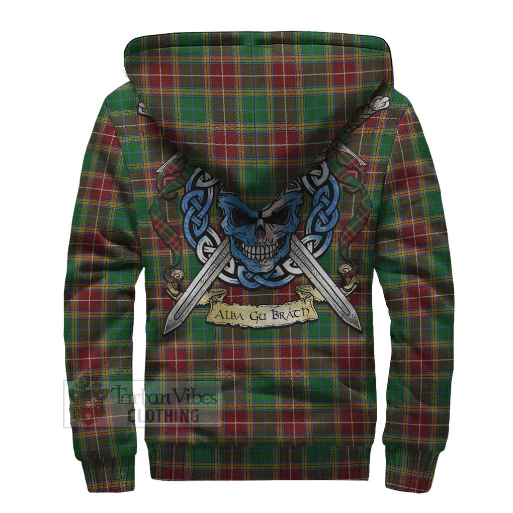 Tartan Vibes Clothing Baxter Tartan Sherpa Hoodie with Family Crest Celtic Skull Style