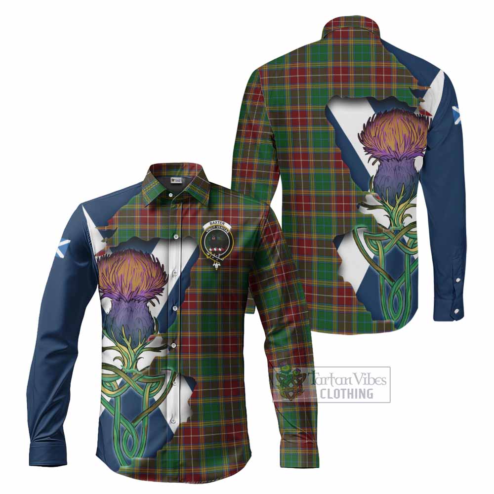 Tartan Vibes Clothing Baxter Tartan Family Crest Long Sleeve Button Shirt Scottish Thistle Celtic Inspired