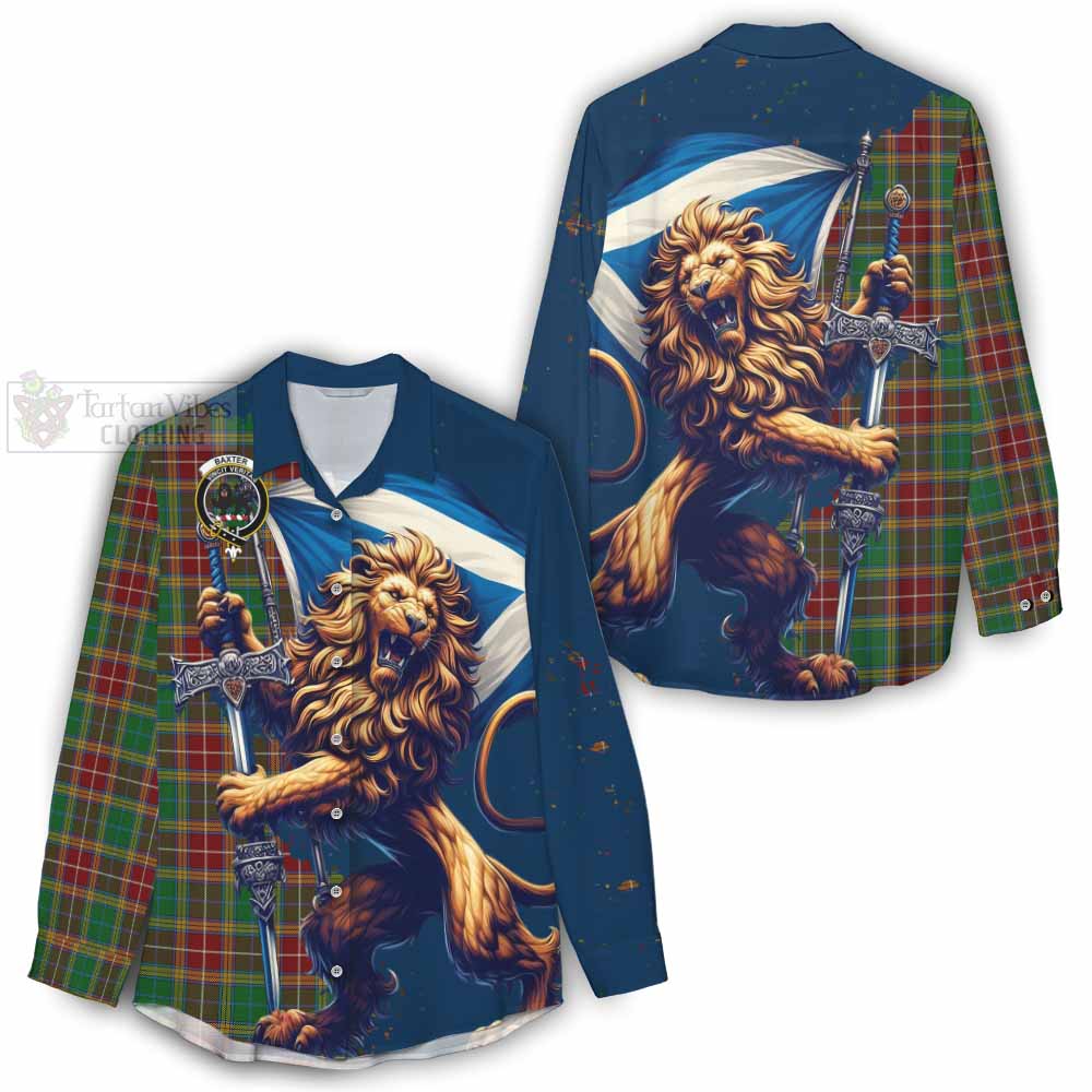 Tartan Vibes Clothing Baxter Tartan Family Crest Women's Casual Shirt with Scottish Majestic Lion
