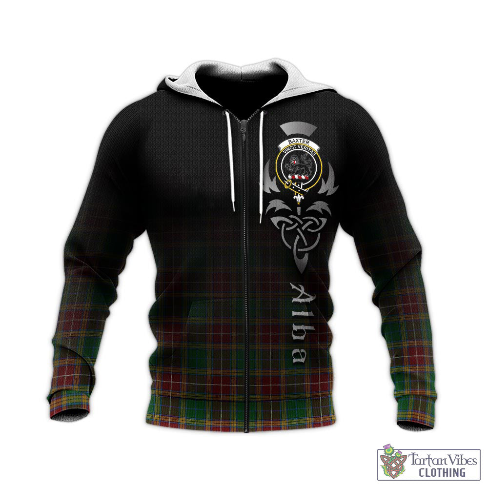 Tartan Vibes Clothing Baxter Tartan Knitted Hoodie Featuring Alba Gu Brath Family Crest Celtic Inspired