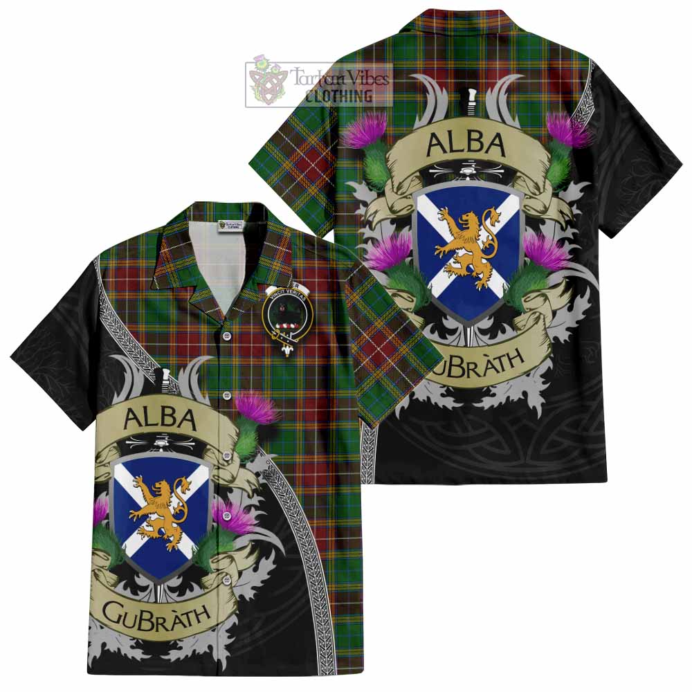 Tartan Vibes Clothing Baxter Tartan Family Crest Short Sleeve Button Shirt Lion Rampant Royal Thistle Shield Celtic Inspired