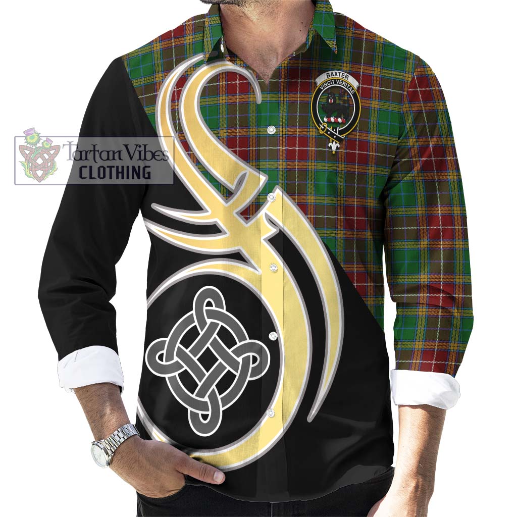 Baxter Tartan Long Sleeve Button Shirt with Family Crest and Celtic Symbol Style - Tartan Vibes Clothing