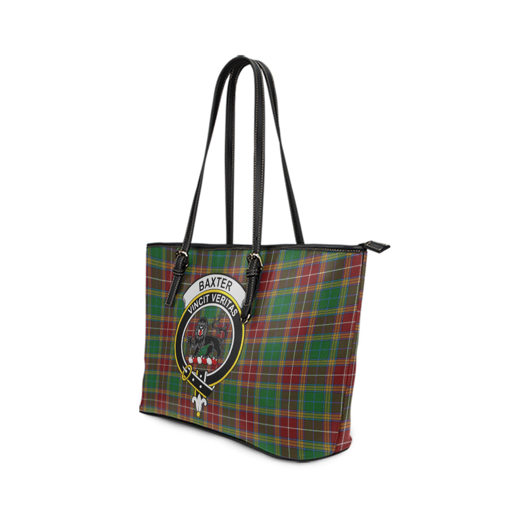 Baxter Tartan Leather Tote Bag with Family Crest - Tartanvibesclothing