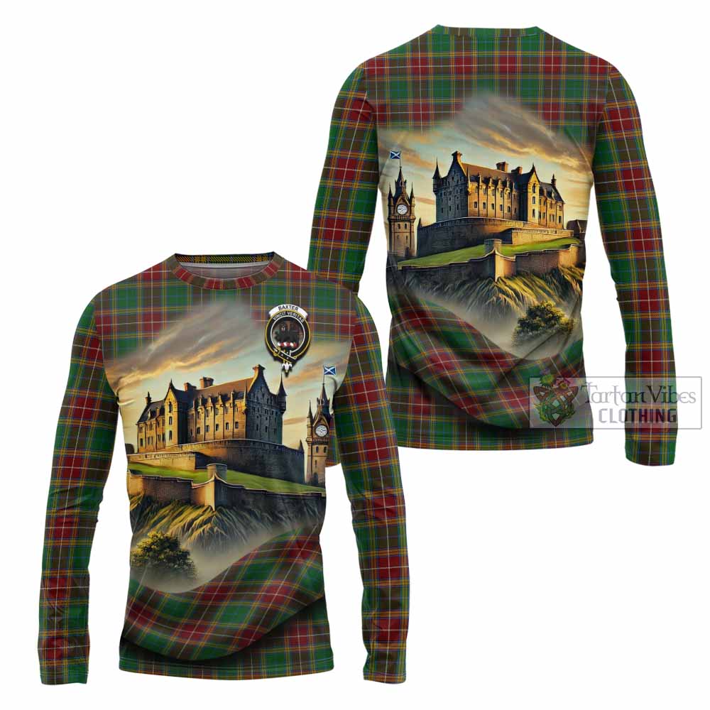 Tartan Vibes Clothing Baxter Tartan Family Crest Long Sleeve T-Shirt with Scottish Ancient Castle Style