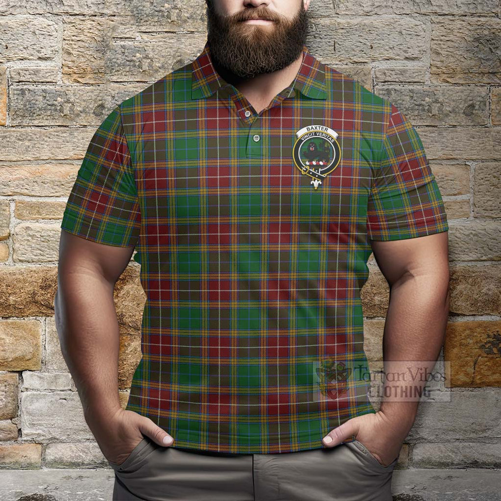 Tartan Vibes Clothing Baxter Tartan Polo Shirt with Family Crest and Bearded Skull Holding Bottles of Whiskey
