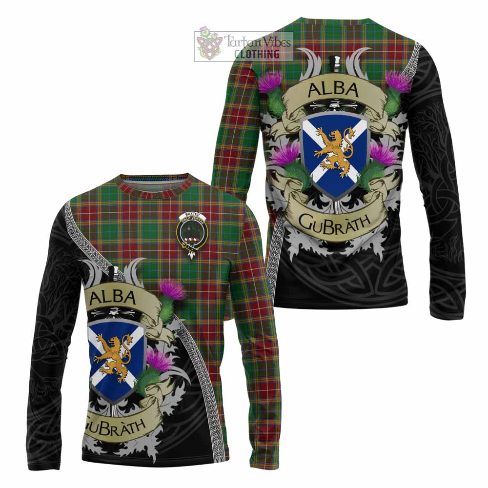 Tartan Vibes Clothing Baxter Tartan Family Crest Long Sleeve T-Shirt Lion Rampant Royal Thistle Shield Celtic Inspired