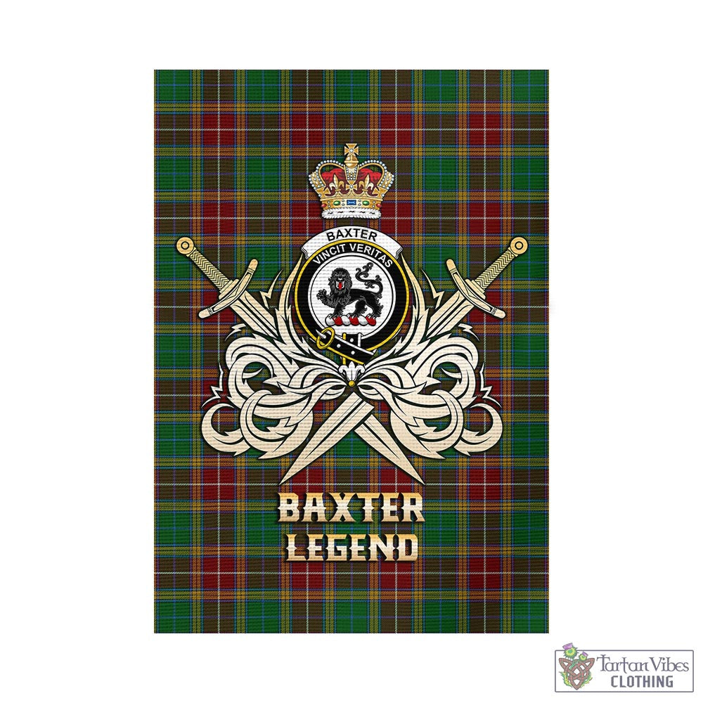 Tartan Vibes Clothing Baxter Tartan Flag with Clan Crest and the Golden Sword of Courageous Legacy