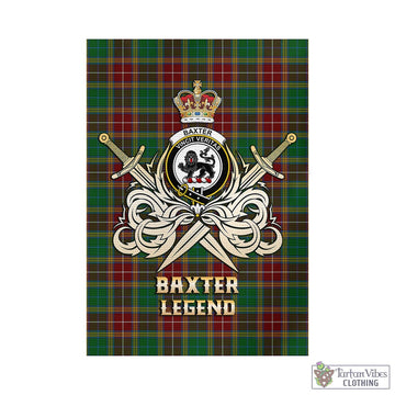 Baxter Tartan Garden Flag with Clan Crest and the Golden Sword of Courageous Legacy