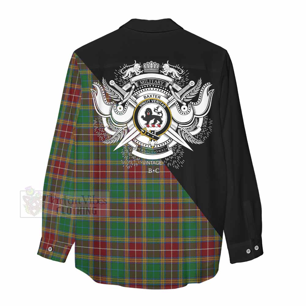 Tartan Vibes Clothing Baxter Tartan Women's Casual Shirt with Family Crest and Military Logo Style