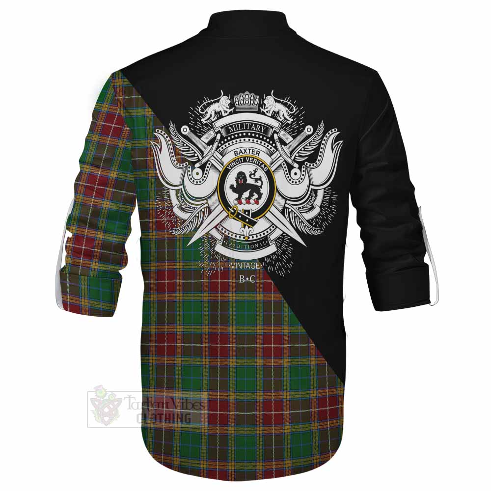 Tartan Vibes Clothing Baxter Tartan Ghillie Kilt Shirt with Family Crest and Military Logo Style
