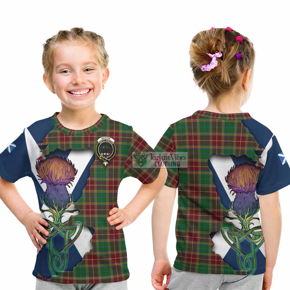 Tartan Vibes Clothing Baxter Tartan Family Crest Kid T-Shirt Scottish Thistle Celtic Inspired