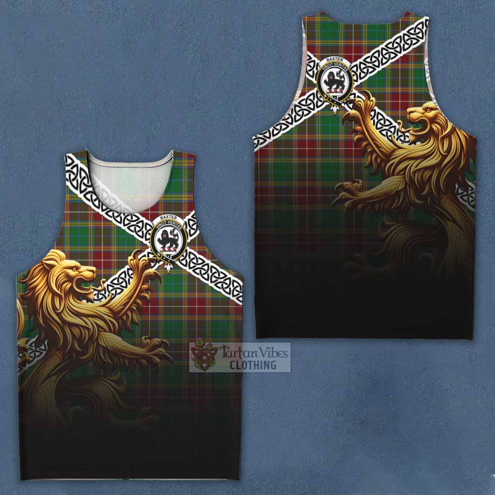 Tartan Vibes Clothing Baxter Crest Tartan Men's Tank Top with Golden Lion Emblem Celtic Style