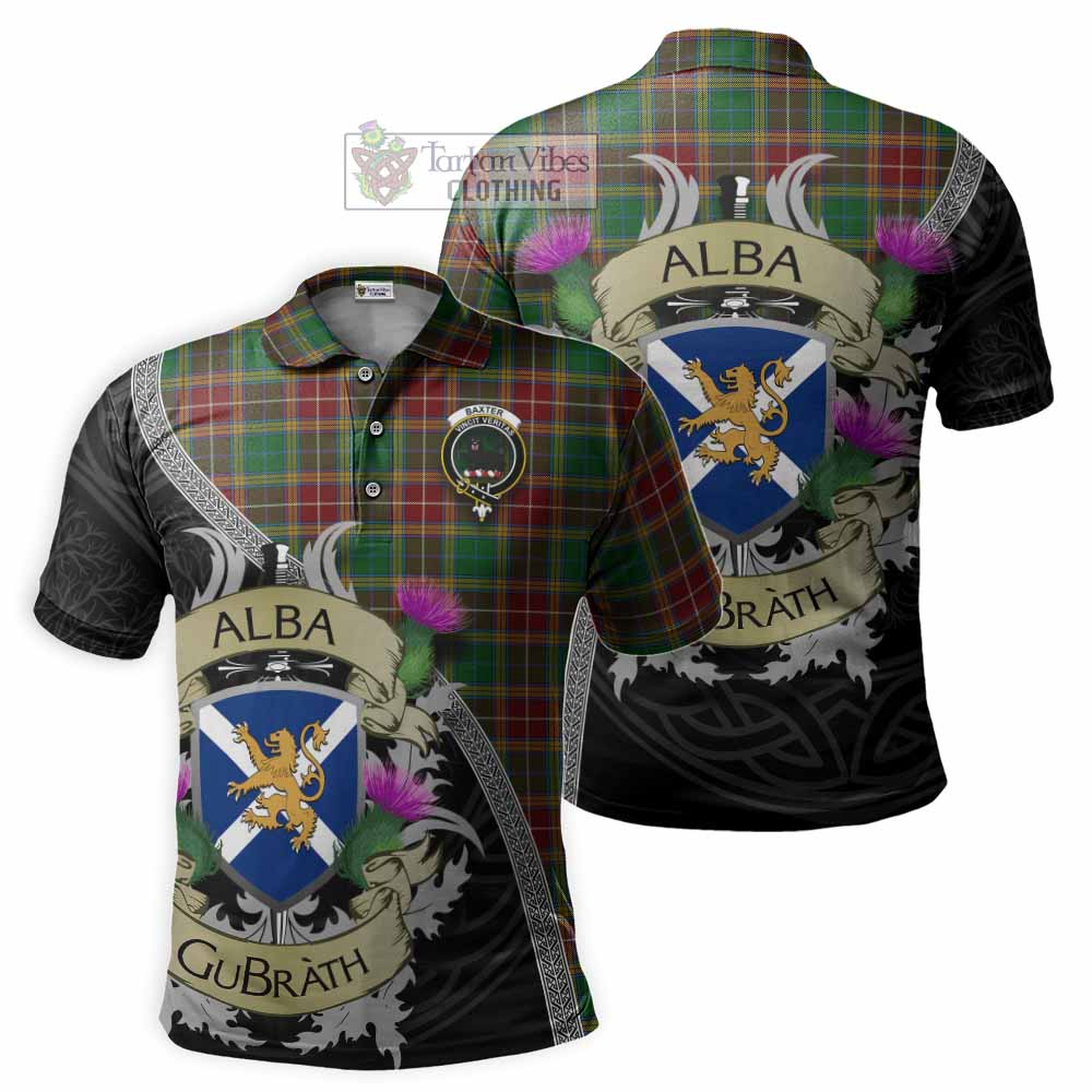 Baxter Tartan Family Crest Polo Shirt Lion Rampant Royal Thistle Shield Celtic Inspired - Tartan Vibes Clothing