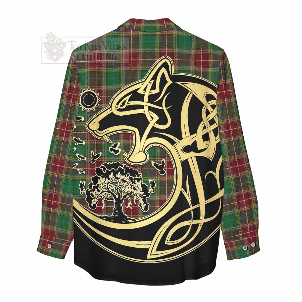 Tartan Vibes Clothing Baxter Tartan Women's Casual Shirt with Family Crest Celtic Wolf Style